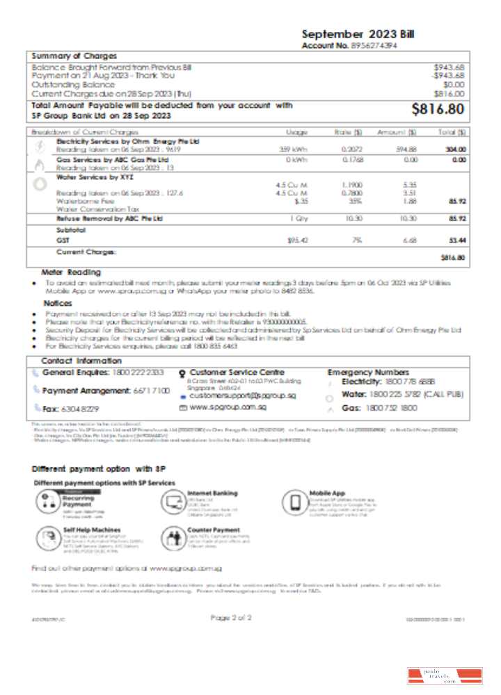 SP Group utility business bill, SCR, page 2 PSD template